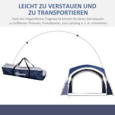 OUTSUNNY Dome Sátor, Kerti Sátor, Dome Pavilon 6-8 Fő Részére, Sátor, Buli Sátor Udvarra, Erkély, Poliészter, Kék, 3,5 X 3,5 X 2,22 M 