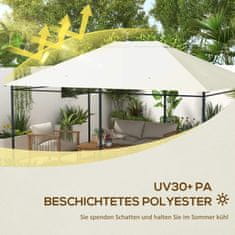 OUTSUNNY Cseretető Kerti Pavilonhoz 3,97X2,97 M Uv Védelem, Vízálló Pavilontető, Krémszínű 