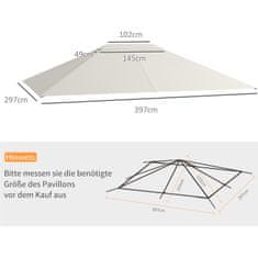 OUTSUNNY Cseretető Kerti Pavilonhoz 3,97X2,97 M Uv Védelem, Vízálló Pavilontető, Krémszínű 