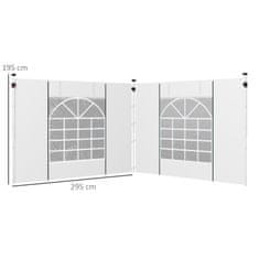 OUTSUNNY Pavilion Side Panels 2 Oldalfal Készlet Ablakkal És Ajtóval 3X3/3X6 M-Es Partisátorhoz, Oxford, Fehér 