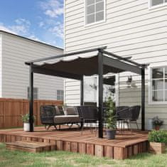 OUTSUNNY Pergola 2,95 X 2,95 M Méretű Pavilon Terasztető Tolótetővel, Alumínium Poliészter Szürke 