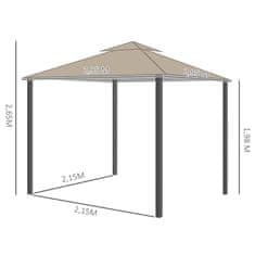 OUTSUNNY Napfényes Kerti Pavilon Pavilon Kb. 3 X 3 M Dupla Tetős Buli Sátor 4 X Dupla Oldallapok Vízálló Uv Védelem Fém Poliészter Krém. 