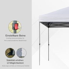 OUTSUNNY Garden Gazebo 2,95X2,95 M Összecsukható Pavilon Felugró Csapokkal És Kötéllel, Oxford Szövet, Uv Védelem, Fehér 