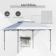 OUTSUNNY Összecsukható Pavilon 3,5 X 3,5 M Pop-Up Kerti Pavilon Tekercses Táskával, Oxford Szövet, Uv Védelem, Világosszürke + Fehér 