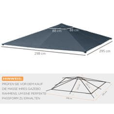 OUTSUNNY Gazebo Roof 3X3M Csere Tető Pavilonhoz, Pavilon Burkolat, Napvédelem, Poliészter, Sötétszürke 