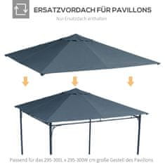 OUTSUNNY Gazebo Roof 3X3M Csere Tető Pavilonhoz, Pavilon Burkolat, Napvédelem, Poliészter, Sötétszürke 