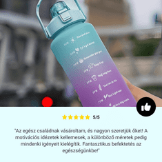 Homey Három darab 2000 ml-es, 900 ml-es és 500 ml-es palackból álló készlet | Motivációs időzítő | Higiéniai kupak, szívószál és szalag