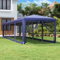 Vidaxl kék HDPE rendezvénysátor 10 hálós oldalfallal 3 x 12 m 319247