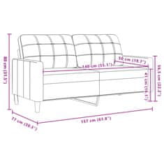 Vidaxl kétszemélyes barna bársony kanapé 140 cm 4007631