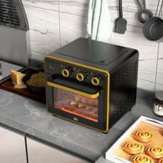 HOMCOM Mini Sütő 20L, Pizza Sütő Légkeveréses Funkcióval, Forró Levegős Sütő Tepsivel, Grillrács, 90-230°C, 1400 W Elektromos Mini Sütő 1 Órás Időzítővel 