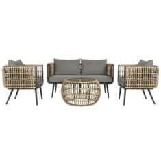 NEW DKD Home Decor Asztal és 3 szék garnitúra Barna Alumínium szintetikus rattan 144 x 67 x 74 cm