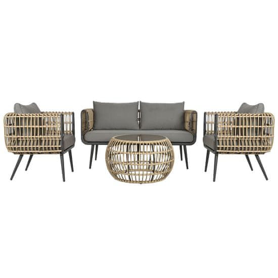 NEW DKD Home Decor Asztal és 3 szék garnitúra Barna Alumínium szintetikus rattan 144 x 67 x 74 cm