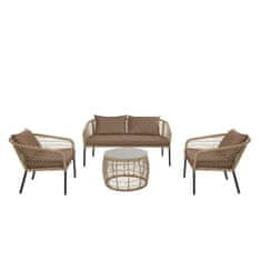 NEW DKD Home Decor Barna szintetikus rattan asztal és 3 szék szett (137 x 73.5 x 66.5 cm)