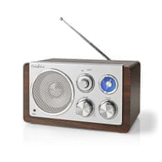 Nedis FM rádió | Tábla kialakítás | FM | Hálózati adapter | Analóg | 15 W | Bluetooth | Barna 