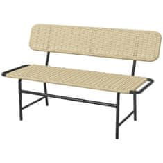 OUTSUNNY Napfényes Poly Rattan Pad, 2 Személyes Kerti Pad, Rattan Pad Karfa Nélkül, Erkély Pad, Kerti Bútor, 250 Kg-Ig Bír, Fém, Khaki 