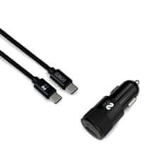 NEW Univerzális USB autós töltő + USB C kábel Subblim Cargador Ultra Rapido Coche 2xUSB PD18W+QC3.0 + C-C kábel C-hez Fekete