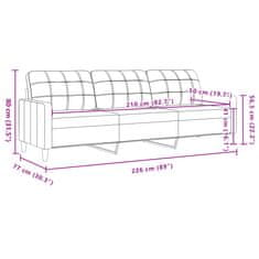 Vidaxl 3 személyes fekete bársony kanapé 210 cm 4007649