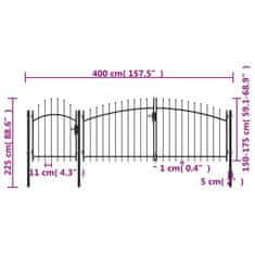 Vidaxl fekete acél kertkapu 2,25 x 4 m 144365