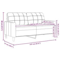 Vidaxl kétszemélyes kék bársony kanapé 140 cm 4007633