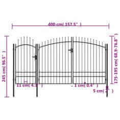 Vidaxl fekete acél kertkapu 2,45 x 4 m 144366