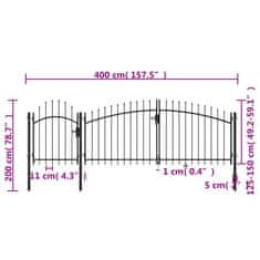 Vidaxl fekete acél kertkapu 2 x 4 m 144364