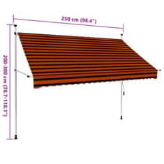 Vidaxl narancssárga és barna kézzel feltekerhető napellenző 250 cm 145837