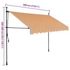 Vidaxl sárga és kék kézzel kihúzható LED-es napellenző 300 cm 145852