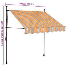 Vidaxl sárga és kék kézzel kihúzható LED-es napellenző 200 cm 145850