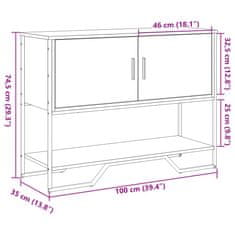 Vidaxl barna tölgyszínű szerelt fa dohányzóasztal 100x35x74,5 cm 848538