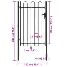 Vidaxl fekete acél ívelt tetejű kerítéskapu 1 x 1,5 m 146031