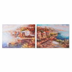 NEW DKD Lakberendezés Festmény Mediterrán város (70 x 1,8 x 50 cm) (2 db)