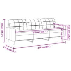 Vidaxl 3 személyes sötétszürke szövet kanapé díszpárnákkal 210 cm 3278202