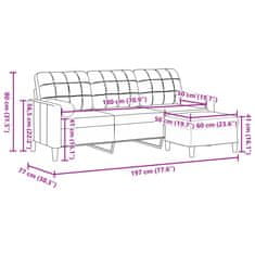 Vidaxl 3 személyes sárga bársonykanapé lábtartóval 180 cm 3278273