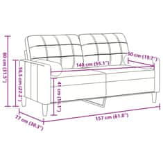 Vidaxl 2 személyes kék bársony kanapé díszpárnákkal 140 cm 3278228