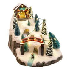 NEW Lumineo Holiday Adventures LED Scene Light meleg fehér síelés karácsonyi dísz (23 x 34 x 26 cm)