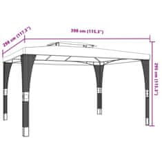 Vidaxl krémszínű acél dupla tetős pavilon 3,98 x 2,98 m 368442