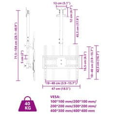 Vidaxl mennyezeti TV-tartó 32"-65" képernyőhöz max VESA 400x400mm 40kg 379576