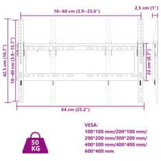 Vidaxl fali TV-állvány 26"-63" képernyőhöz max VESA 600 x 400 mm 50 kg 379570