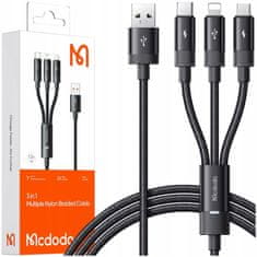 Mcdodo Mcdodo 3In1 Usb Kábel Gyors Töltés Usb-C Villám Micro Usb Qc 1M Led