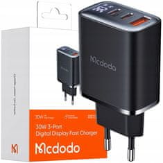 Mcdodo Mcdodo Gyorstöltő Iphone 2Xusb-C 1Xusb Pd 30W Led Mérőhöz