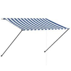 Vidaxl feltekerhető kék és fehér napellenző LED-del 250 x 150 cm 145903