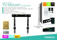 Omega PLATINET fali tartó fix TV-hez, VESA 75x75, 100x100, 200x100, 200x200, 300x300, 400x200, 400x400 35 kg 35 kg