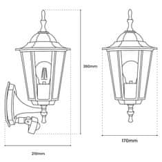 LUMILED Kerti lámpa E27 homlokzati fali lámpa BELLIS patina mozgásérzékelővel