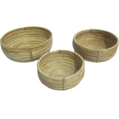 NEW DKD Home Decor Naraven Rattan trópusi kosár szett (25 x 25 x 10 cm) (3 db)