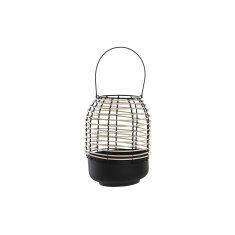 NEW DKD Home Decor Természetes fekete rattan fém gyertyatartó (24,5 x 24,5 x 32 cm) (24,5 X 24,5 X 32 CM)