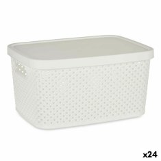 NEW Tárolódoboz fedéllel Fehér műanyag 3,5 L (17,5 x 12,5 x 23,8 cm) (24 db)