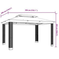 Vidaxl krémszínű acél dupla tetős pavilon 3,94 x 2,96 m 368446