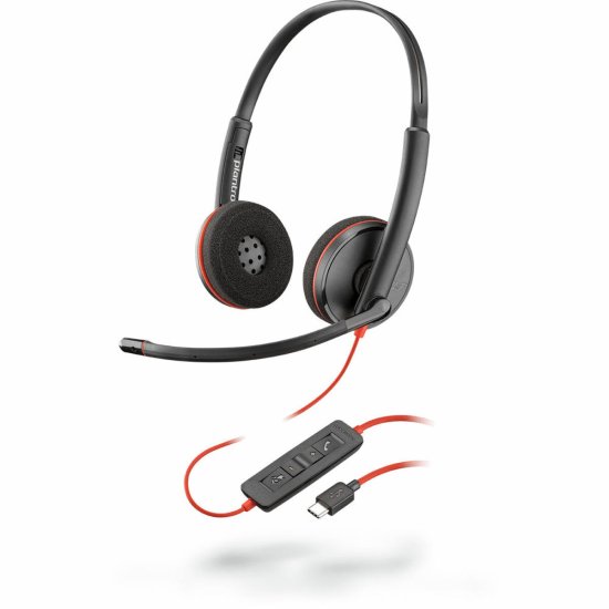 NEW Poly C3220 fekete mikrofonos headset (Felújított termékek A)