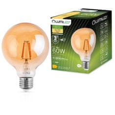 LUMILED LED izzó E27 G125 7W = 60W 806lm 2000K Meleg fehér 360° Filament Globe Amber