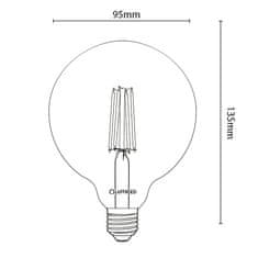 LUMILED LED izzó E27 G125 4W = 40W 470lm 2000K meleg fehér 360° Filament Globe Amber